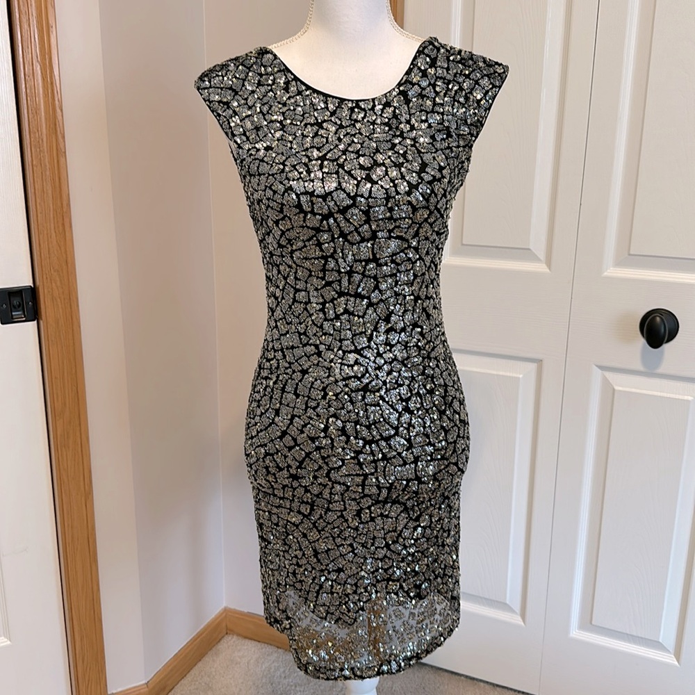 H &M Sequin animal print bodycon dress Size XS
